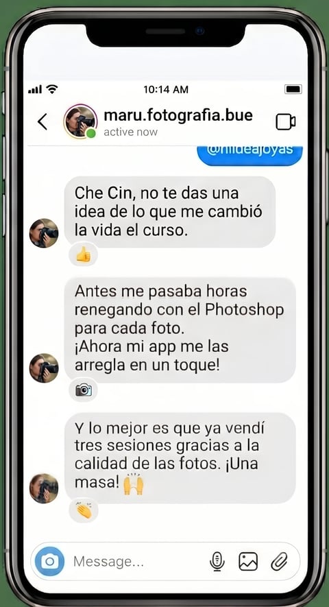 Conversación de Instagram sobre fotografía y una nueva app que mejoró el flujo de edición de fotos