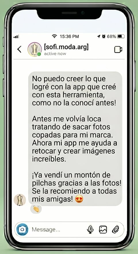 Testimonio de emprendedora de moda que usa la app para crear y editar fotos de sus productos